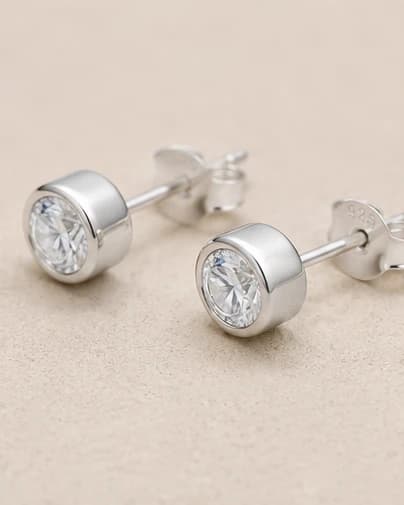 Bezel Stud Earrings